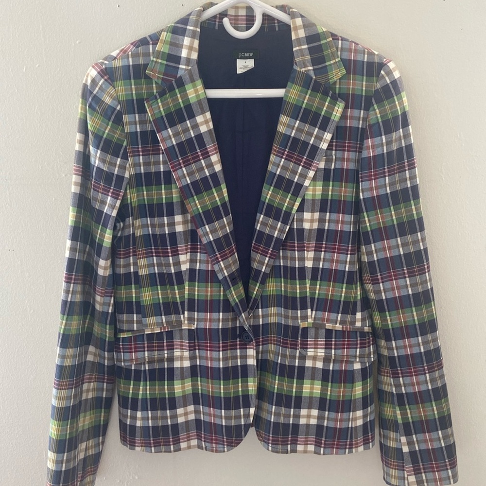 J. Crew Plaid Blazer in Navy, Green & Red